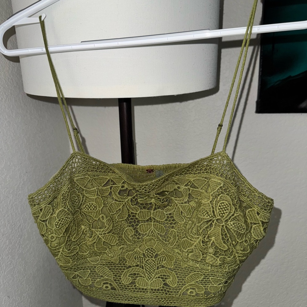 Elegant Olive Lace Free People Women's crop Top